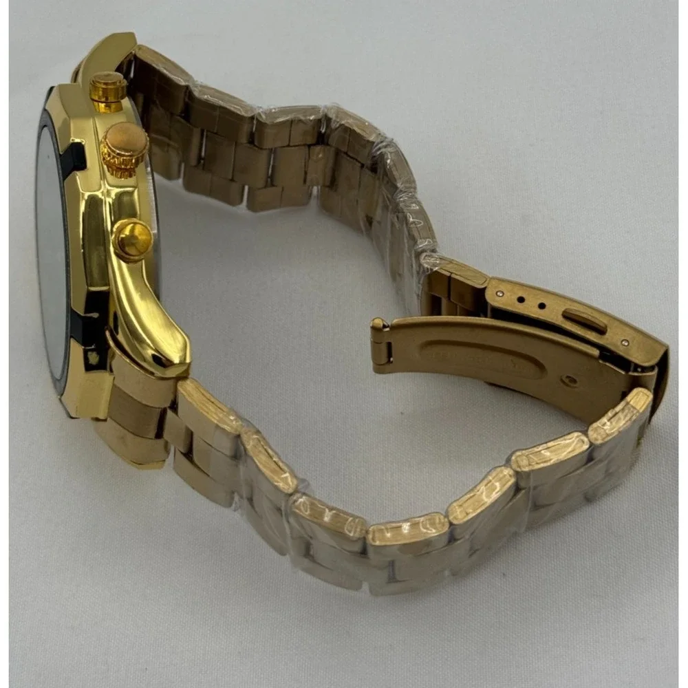 Binbond Gold Colored Stainless Steel Waterproof Luminous Quartz Watch - NEW